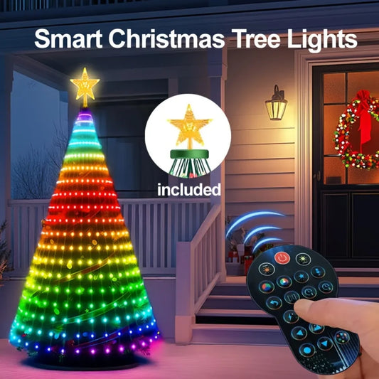 Smart WiFi APP Christmas Tree Light 400 LED Music Sync DIY Pattern Waterproof for Indoor Outdoor Christmas Tree Decoration Gift