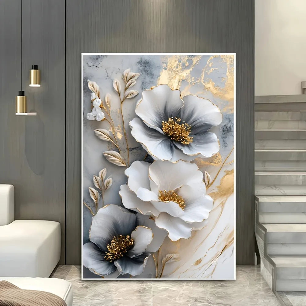 floral canvas framed 3D painting, suitable for any room