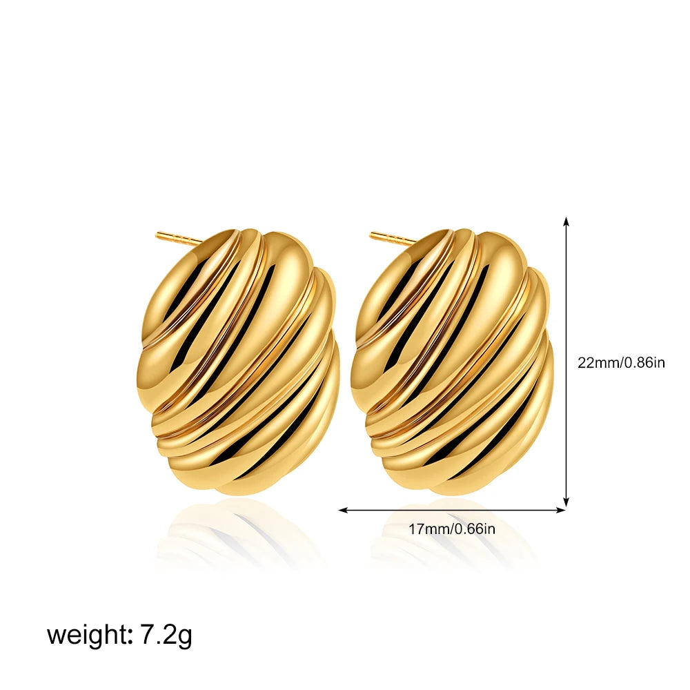 Fashion Glossy Three-Layer Textured Intersecting Knot Earrings for Women - Gold Color Stainless Steel Earring V