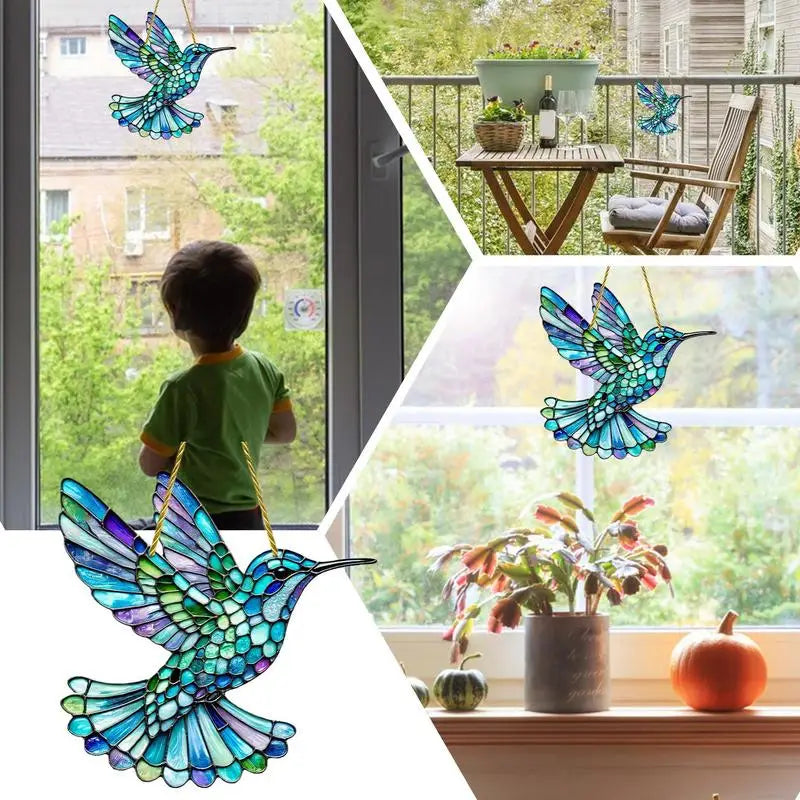 Hummingbird Sun Catchers - Acrylic Portable Hummingbird  For Garden Window Wall ,Living Room
