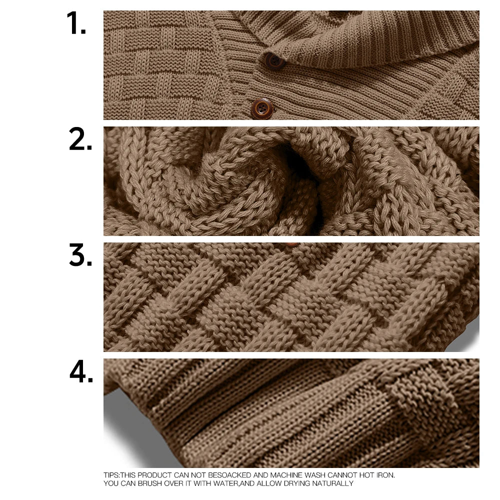 Men’s Knitted Sweater - Casual Crew Neck - Warm Long Sleeve -