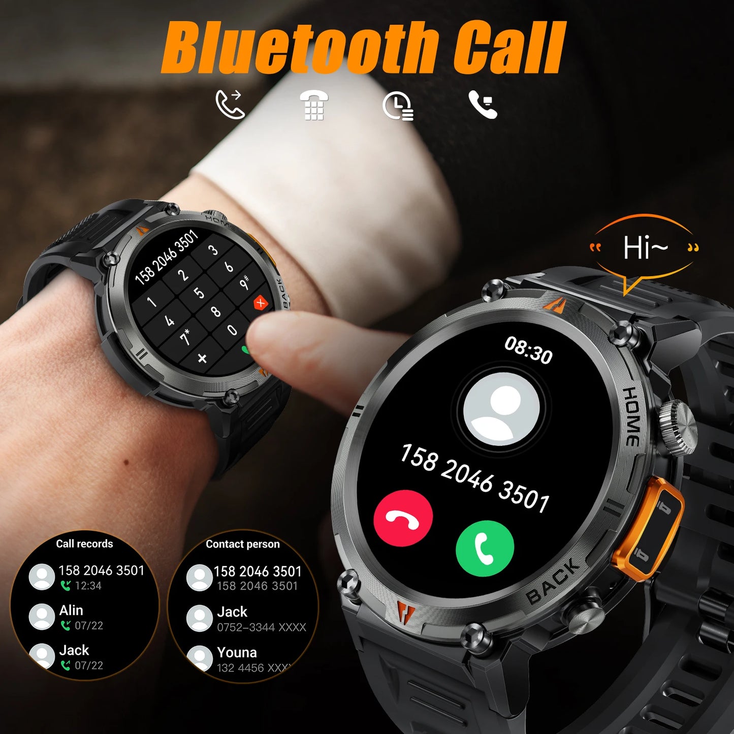 2025 New Bluetooth  smartwatch for men - Full Touch Screen With Health Monitor - Flashlight Smart watch