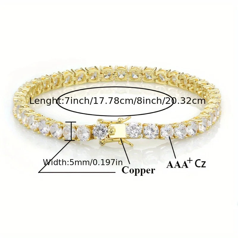 New Pure Copper Tennis Chain Bracelet