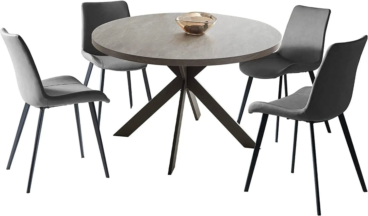 47"  Set, Modern Round Dining Table for 4-6 Person, Steel Legs