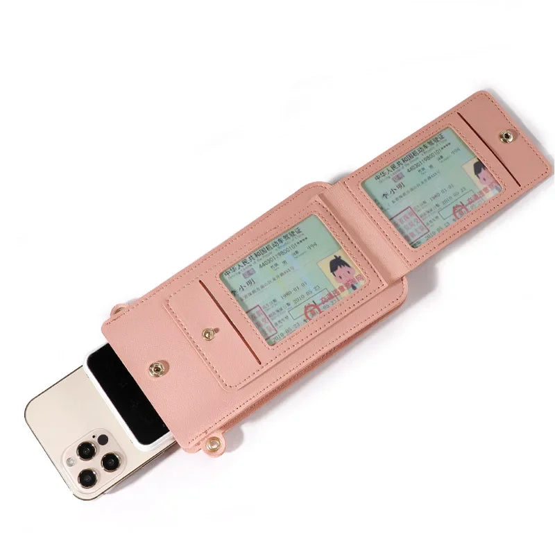 Women Bags Soft Leather Wallets - Touch Screen Cell Phone Purse - Crossbody Shoulder Strap Handbag