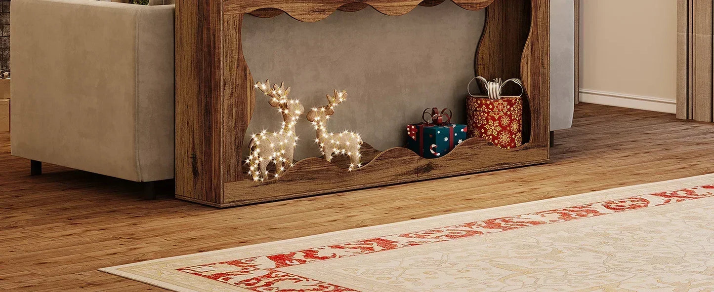 63-Inch  Console Table with Storage, Couch Table Behind Sofa,-  Long Entryway Table,