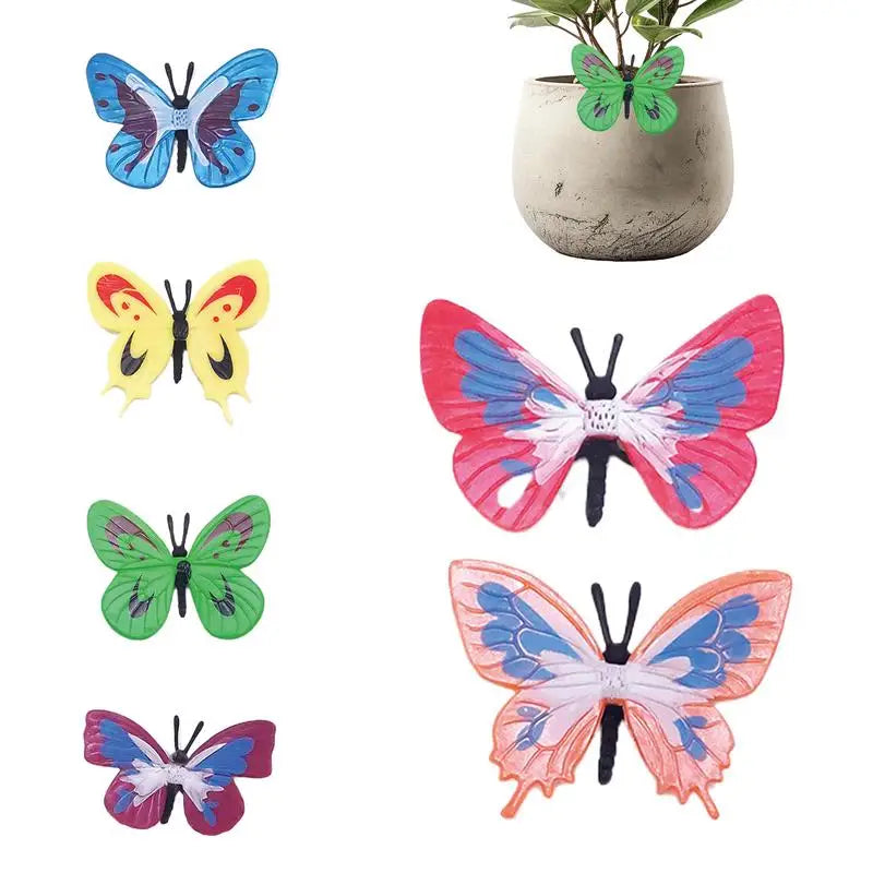6 Pieces Realistic Faux Butterflies - Pot Decoration