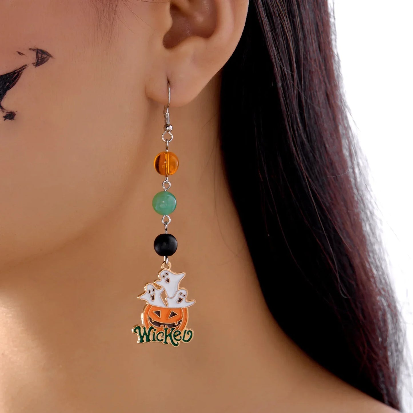 Cute Halloween Dangle Earrings for Women - Cartoon Pumpkin - Ghost Spider Drop Oil Earring