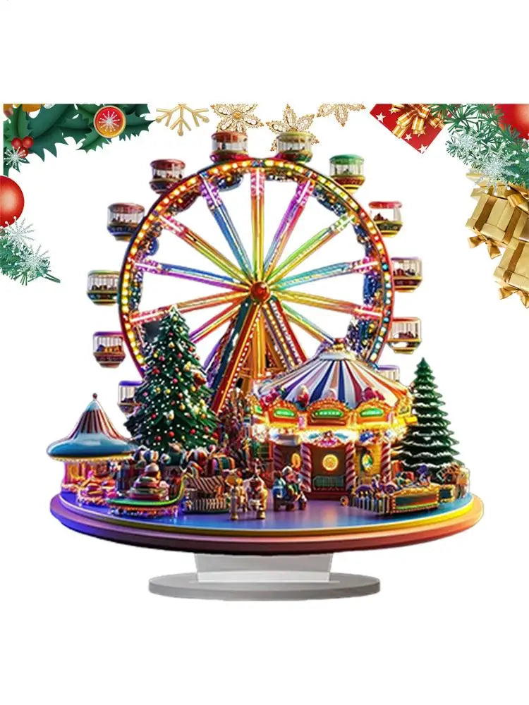 Ferris Wheel Accent Ornament 2D Acrylic Ferris Wheel Display Board Ferris Wheel Decor Christmas Tree Holiday Decoration