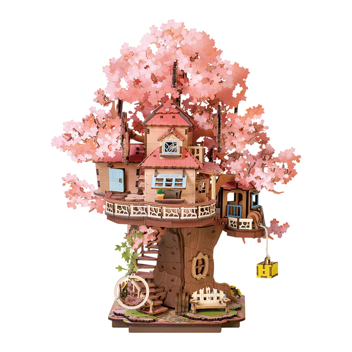 Robotime  Sakura Tree House 3D Wooden Puzzle - Model Kit with Swing Stairs - Perfect Christmas Home Decor- DIY Gift for Adults