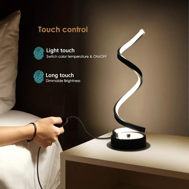 Classic Creative Spiral LED Table Lamp,  Adjustable Arm, Soft Light, Multifunction