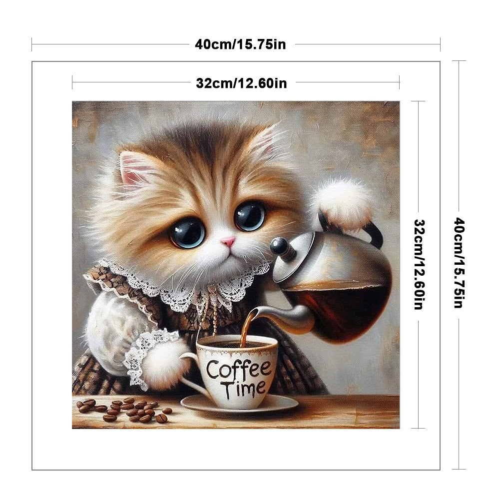 Full Embroidery Eco-cotton Thread 11CT Printed Cat Cross Stitch