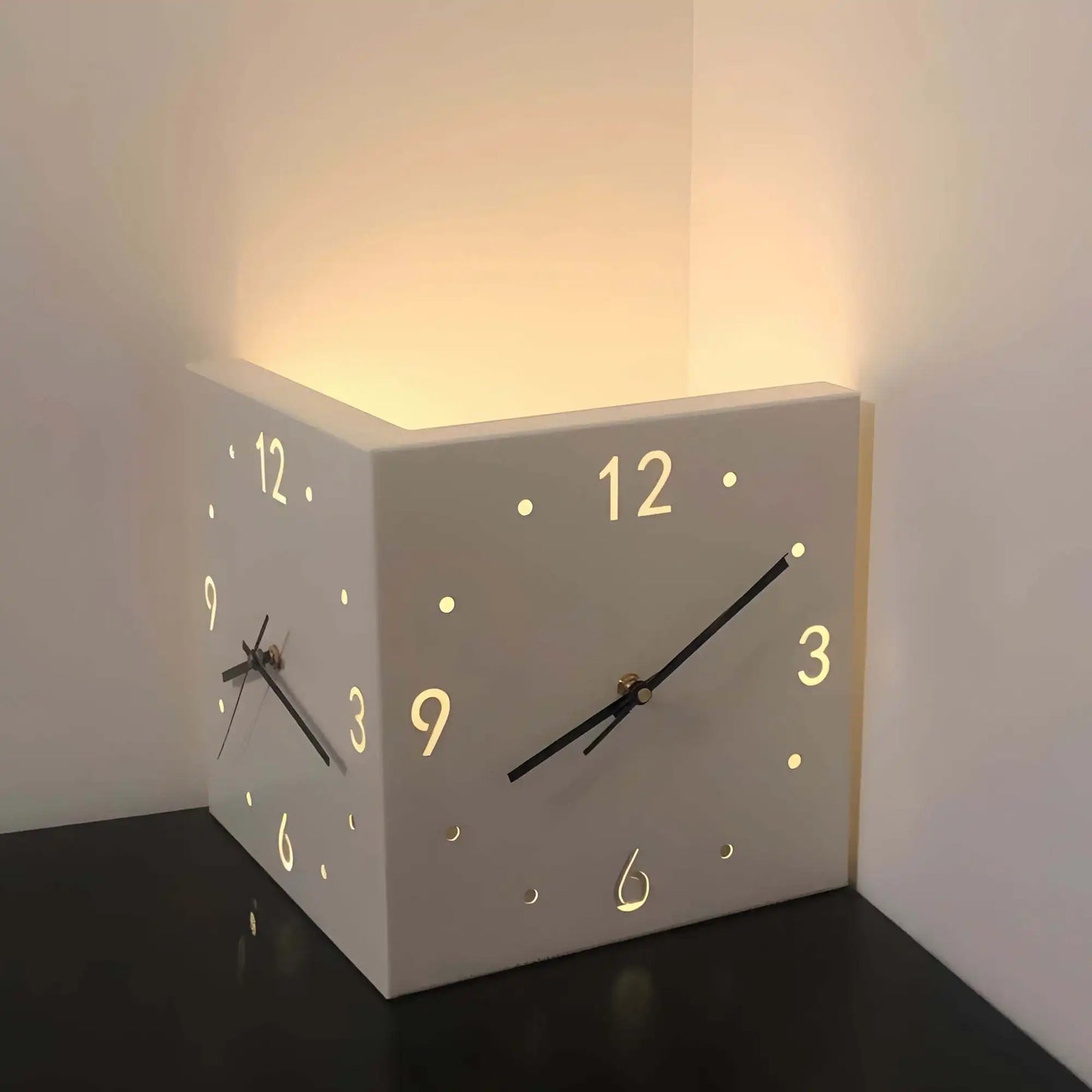 Corner Modern Wall Clock, Stylish Double-sided Luminous Wall Clock,