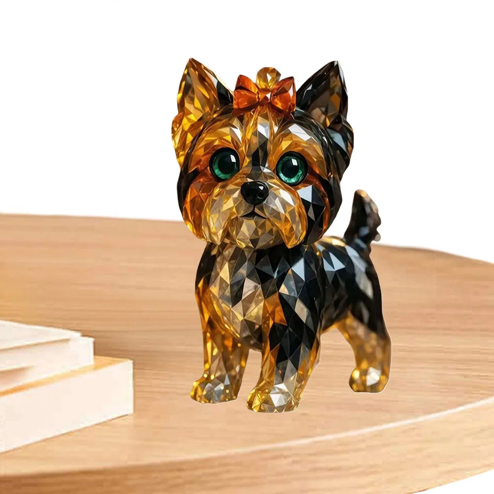 Creative Fake Crystal Animal Sculptures Resin Painted Animal Statue Mini Collectible Art Clear Statue for Home Office Bar Decor