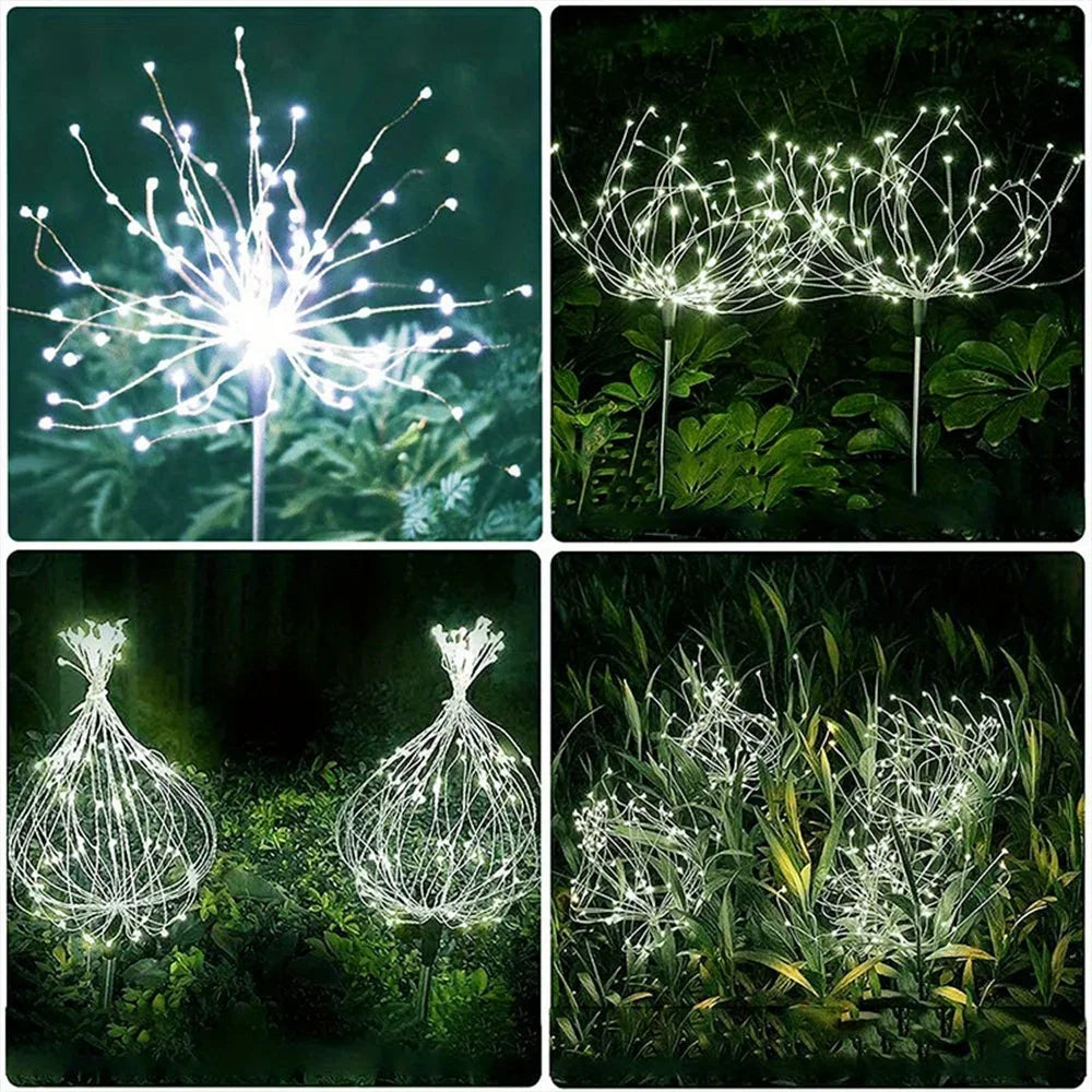 2/4/6/8/12pcs. - 200LED Outdoor Solar Fireworks Lights  - Waterproof - Solar Garden Flower Lights