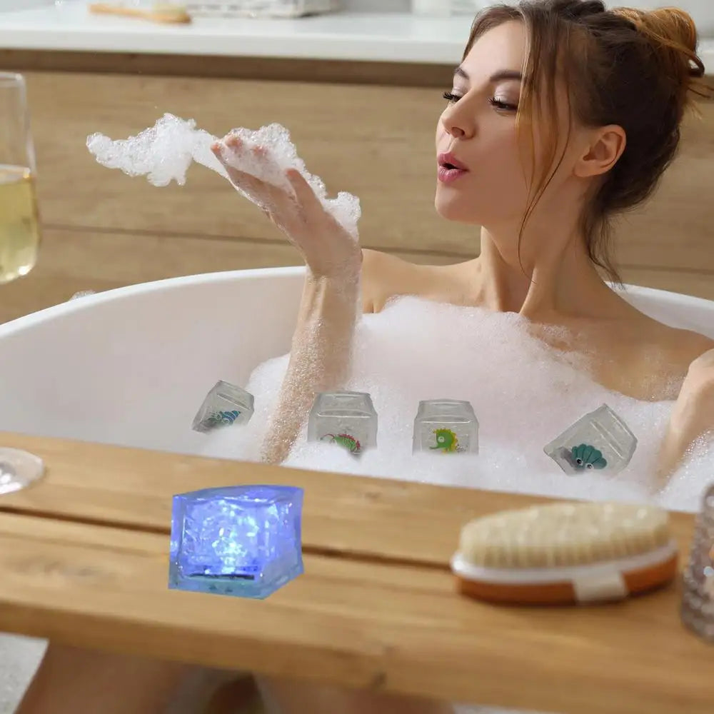 8PCS Bath Tub LED Light Up Cubes - Multicolor Bath Glow Cubes - Water Activated