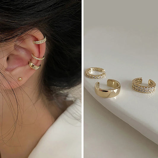 3Pcs/set Fashion C Shape Zircon Ear Cuff -  No Piercing Ear Clip For Women