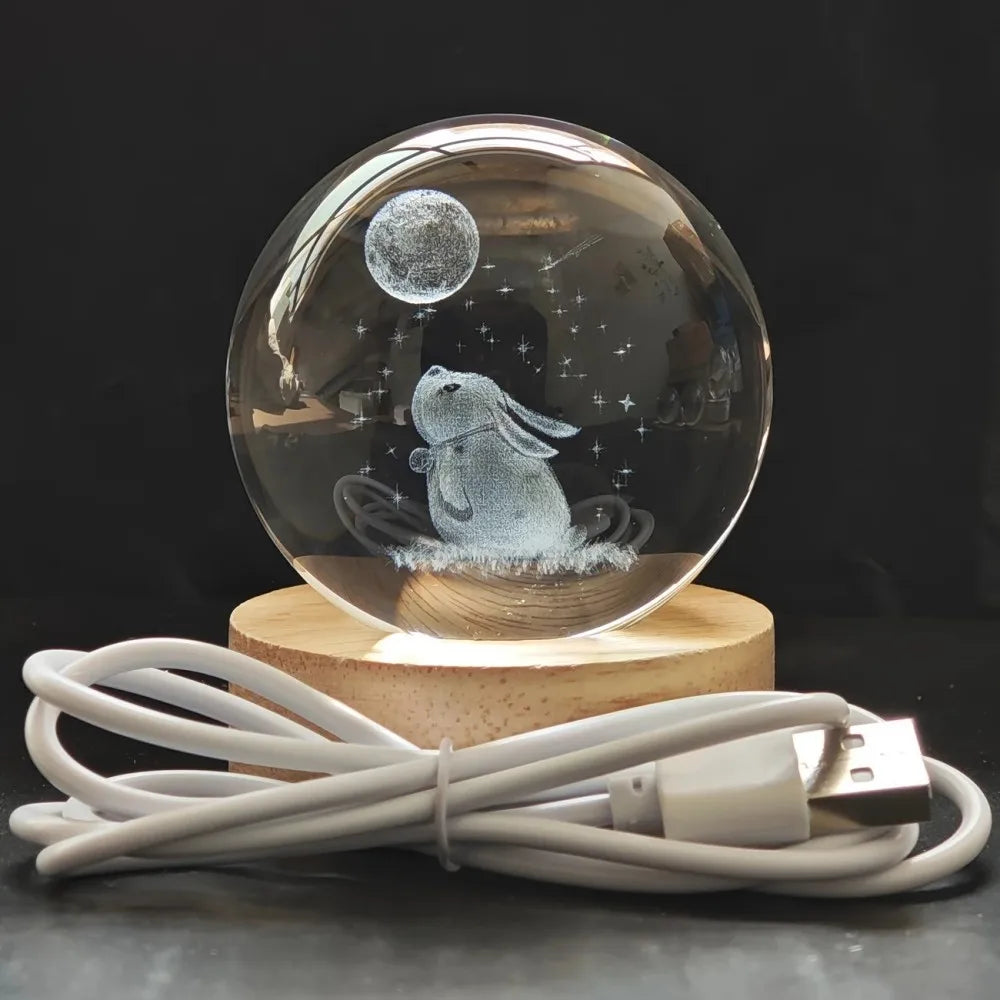 3D Crystal Ball Lamp, - Laser engraving animal lamps, - unique Unicorn night light, - Giant Panda, light up Chinese Dragon,