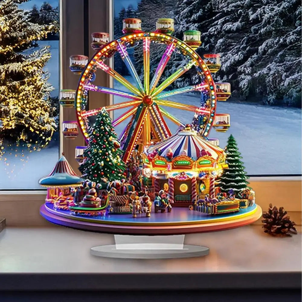 Ferris Wheel Accent Ornament 2D Acrylic Ferris Wheel Display Board Ferris Wheel Decor Christmas Tree Holiday Decoration