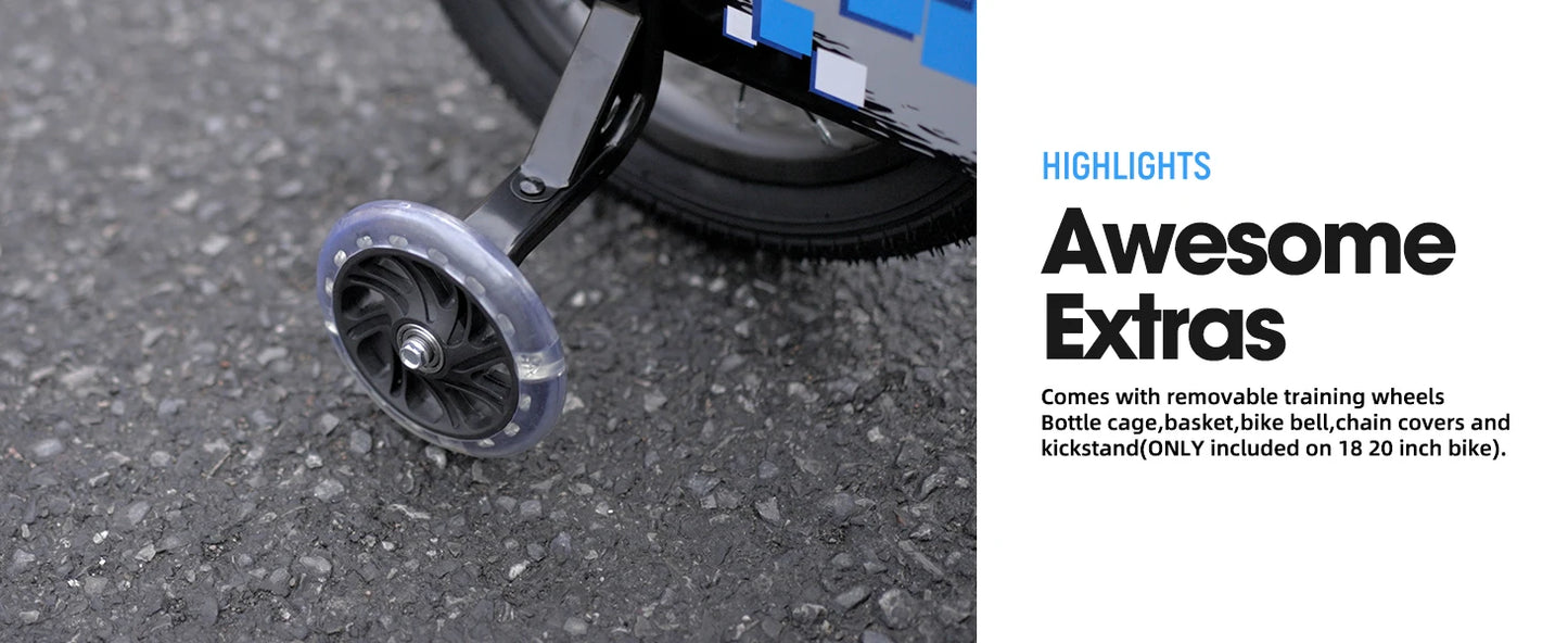 JOYSTAR 12 14 16 18 20 Inch Kids Bike with Light - Up Training Wheels,-  Bicycle for Boys Girls Age 3-12 Years