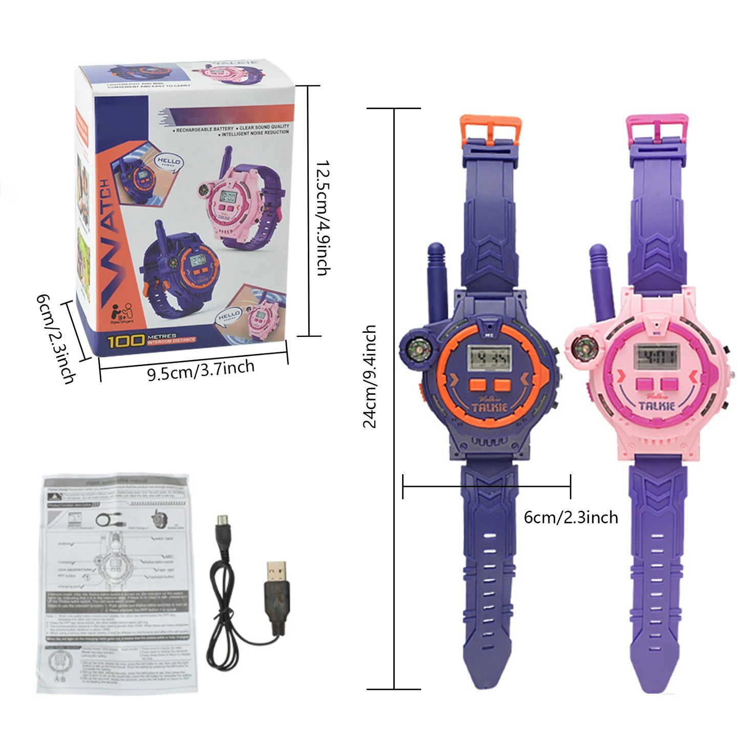 Kids Walkie Talkie Watch Style - Walky Talky Rechargeable