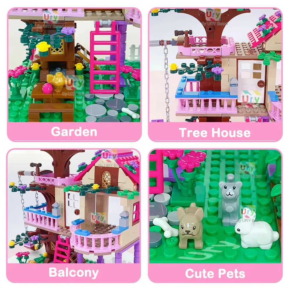 Friends City Tree House Summer Holiday - Villa Castle Building Blocks Sets - Figures Garden DIY - Toys for Kids Girl Birthday Gift