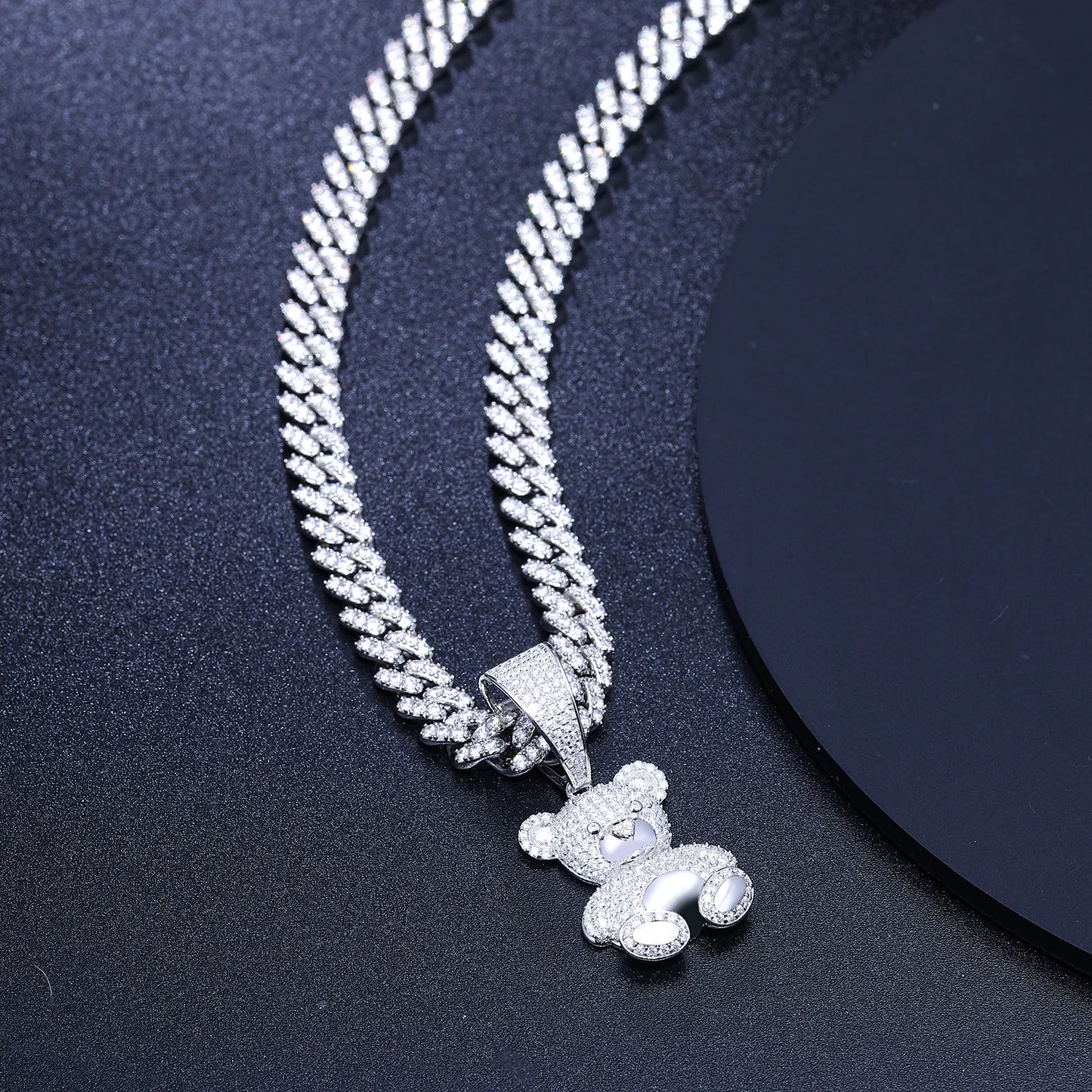 Exquisite Moissanite Fashion Bear Pendant Necklace