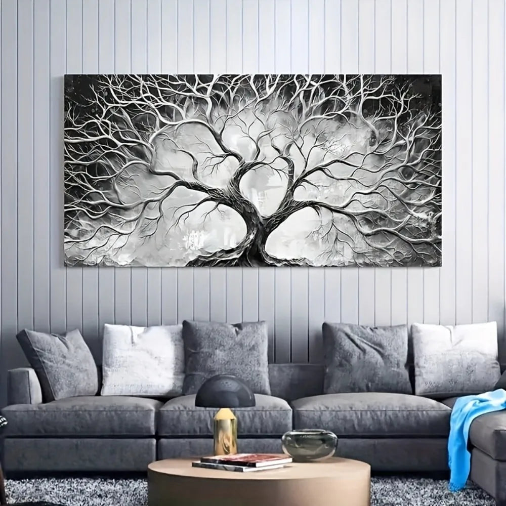 Large canvas wall art  - beautifully painted black and white,