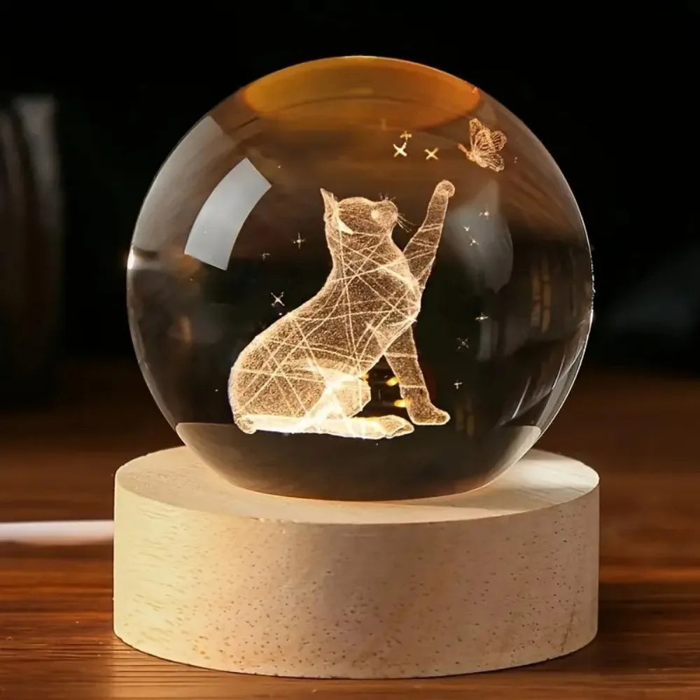3D Crystal Ball Lamp, - Laser engraving animal lamps, - unique Unicorn night light, - Giant Panda, light up Chinese Dragon,