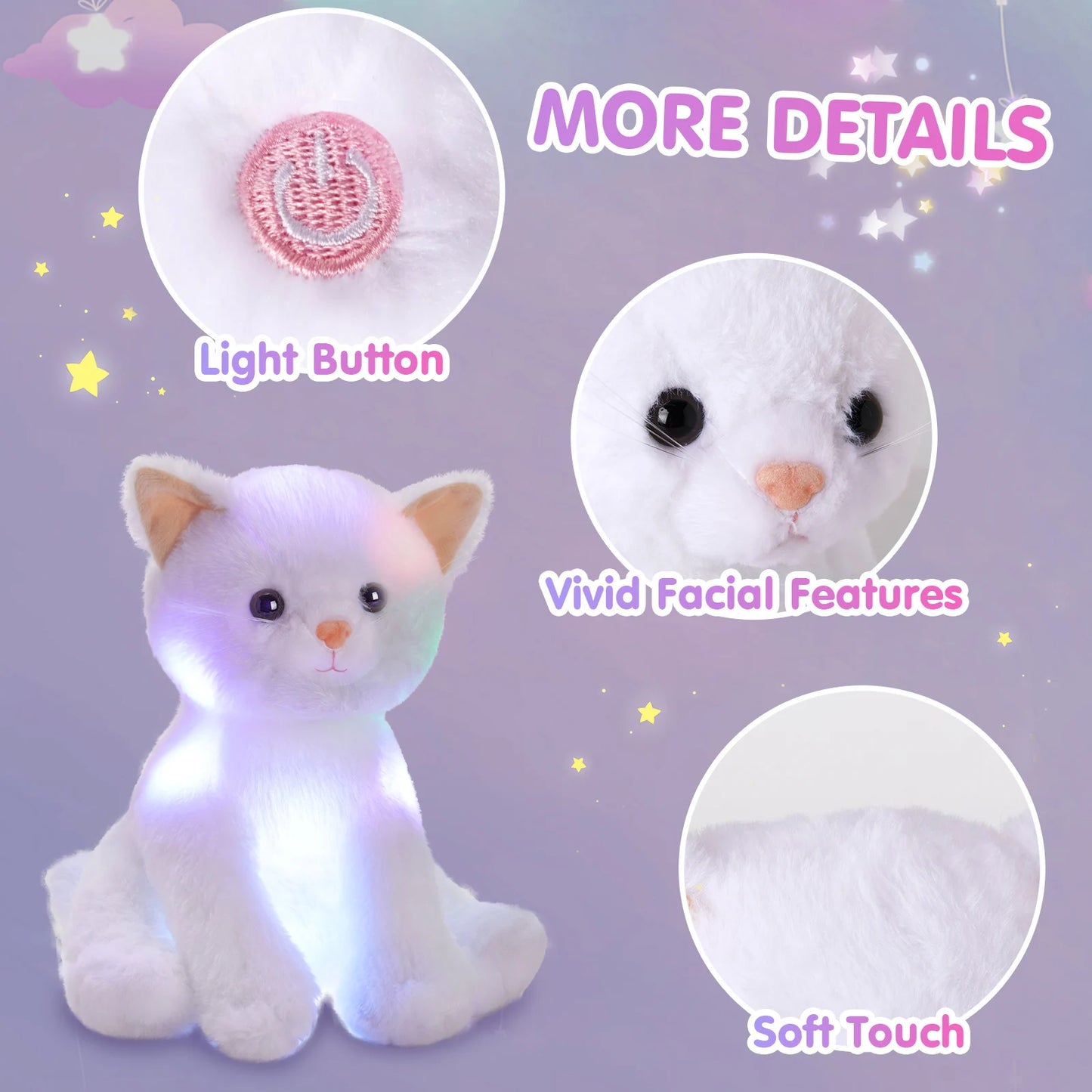 Glowing Musical White Cat Plush Toy
