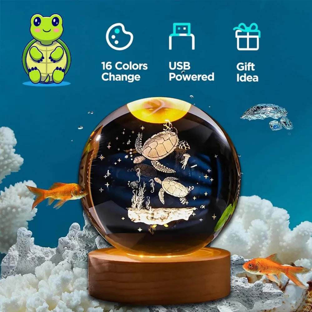 3D Crystal Ball Lamp, - Laser engraving animal lamps, - unique Unicorn night light, - Giant Panda, light up Chinese Dragon,