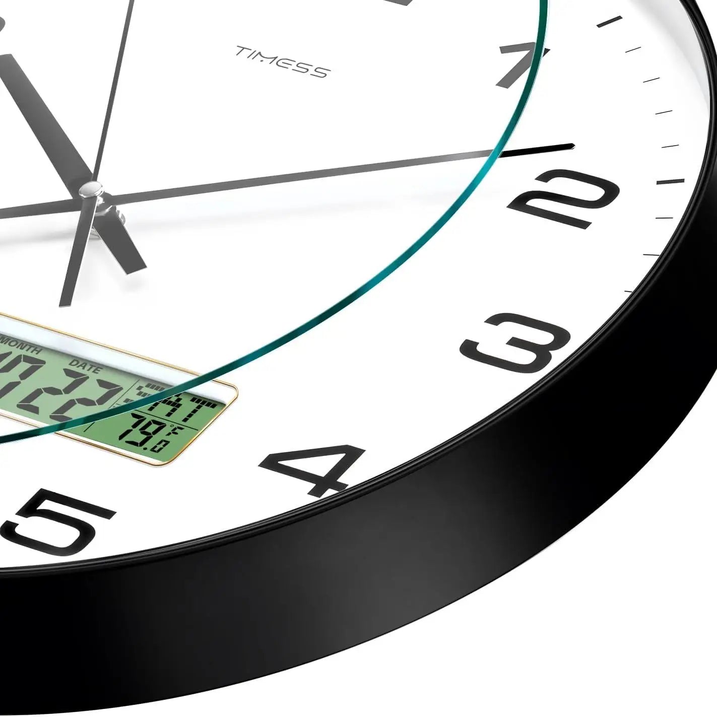 TIMESS Calendar Wall Clock,- 3 Sizes - 4 Colors Optional with Calendar and Fahrenheit Temperature