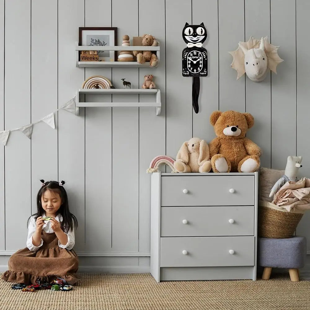 Black Cat Clock - Battery Powered - Wall Decor - Rolling Eyes - Wagging Tail -