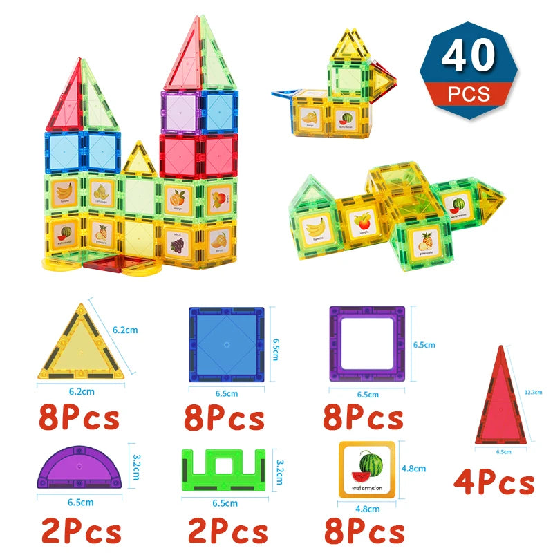 Romboss Magnetic Building Blocks Set - Magnetic Sheet Construction - Building Puzzle Tiles Boys & Girls
