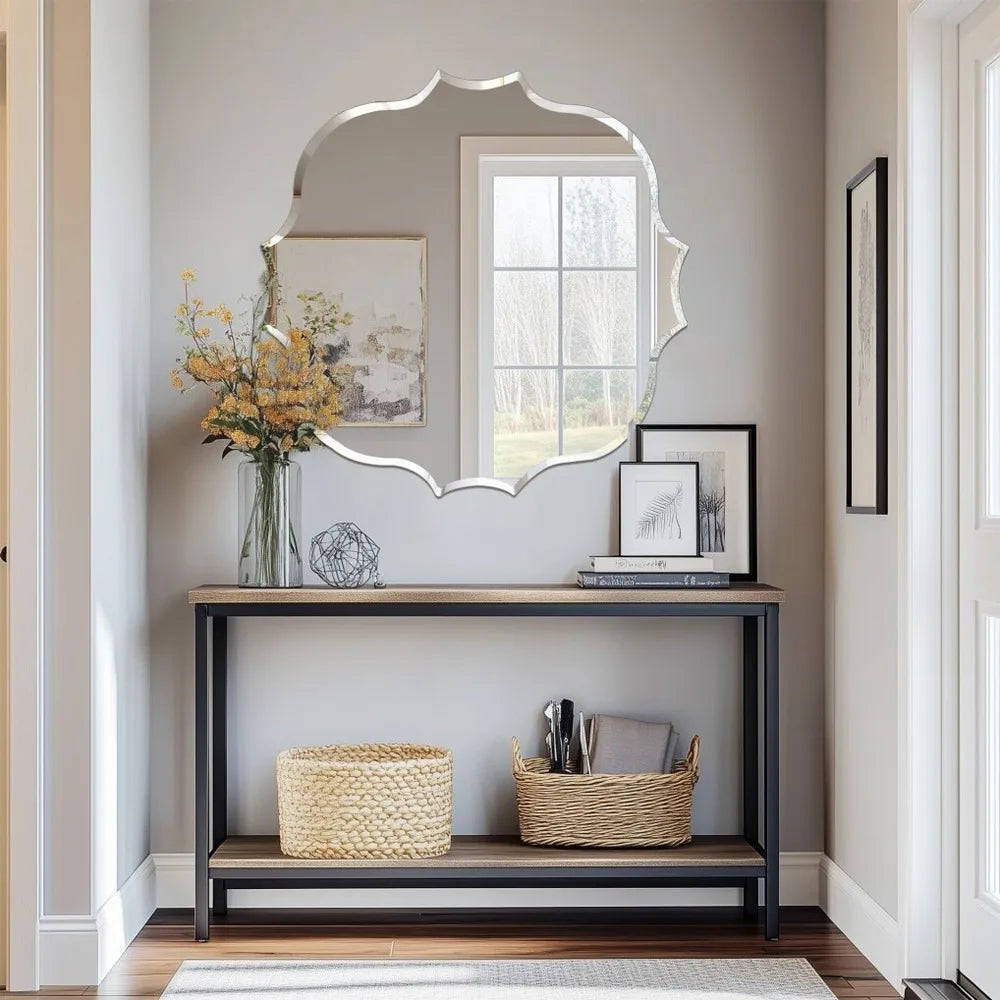 Wall Mirror Scalloped Frameless Beveled Edge