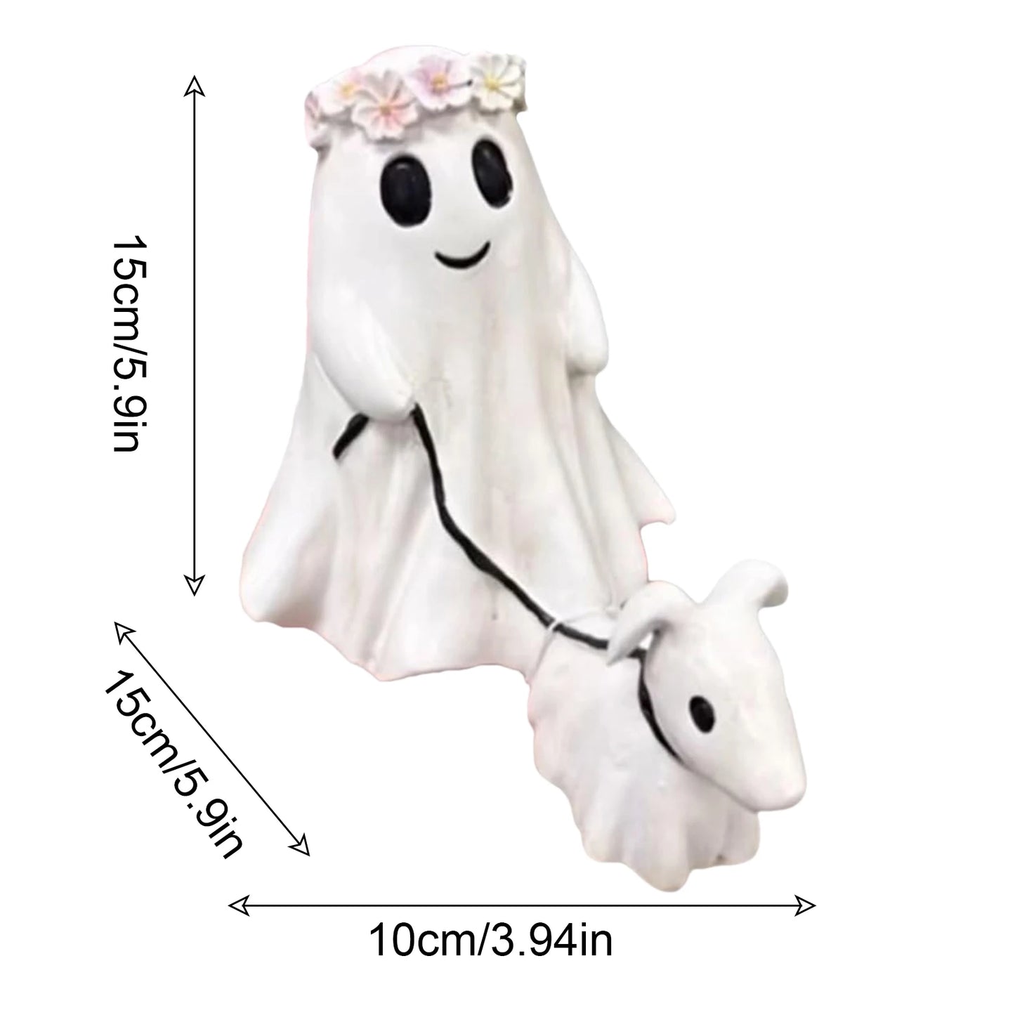Halloween Ghost Walking Dog Statue