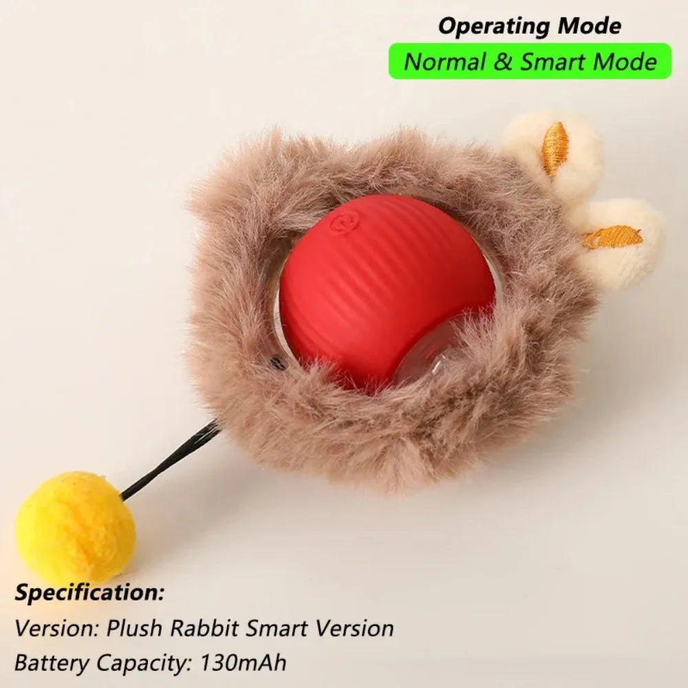 New Cat Interactive Ball Toy Automatic Rolling Ball - Faux Tail Rechargeable Smart Pet Electric Toy Dog