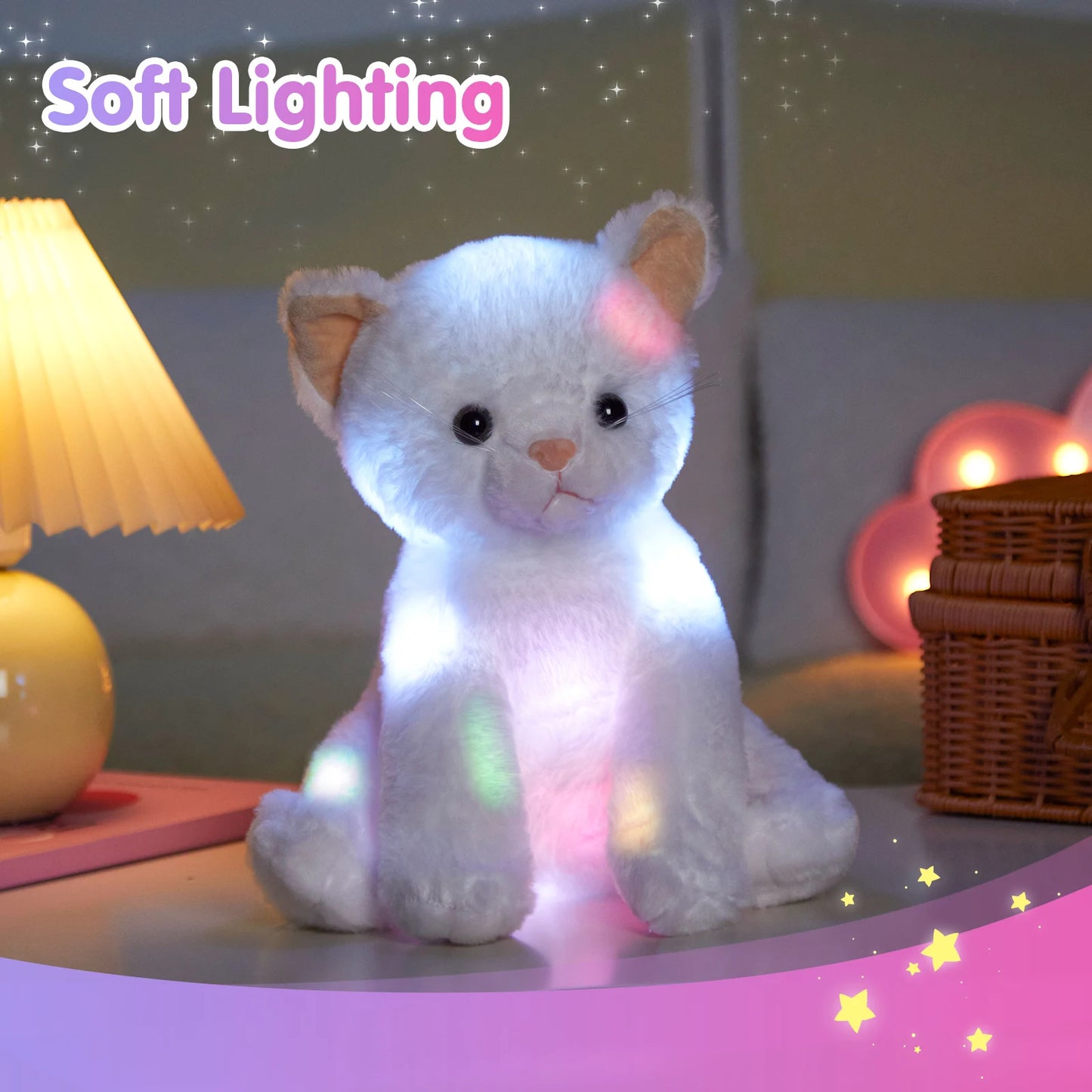 Glowing Musical White Cat Plush Toy