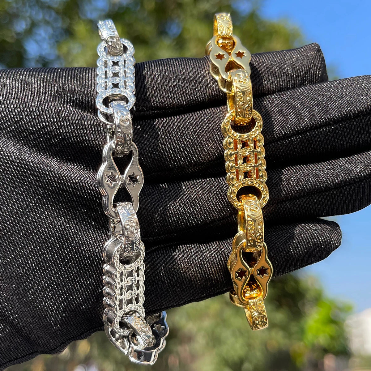 Bubble Letter  Bracelet for Men -  Gold Plated - Fashion Jewelry