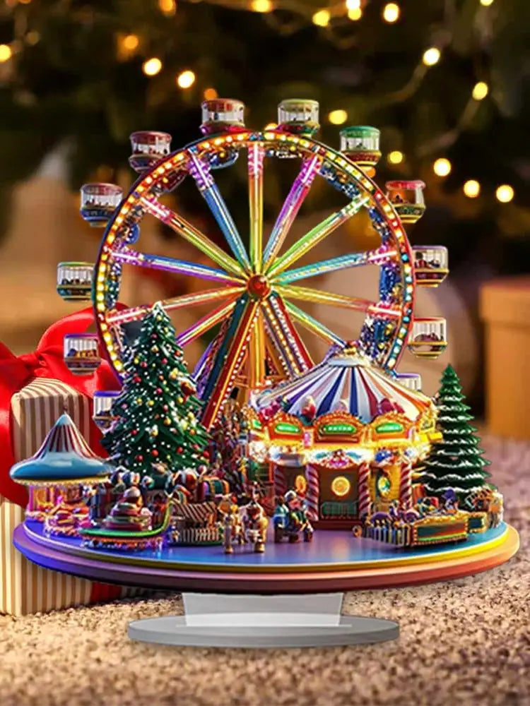 Ferris Wheel Accent Ornament 2D Acrylic Ferris Wheel Display Board Ferris Wheel Decor Christmas Tree Holiday Decoration