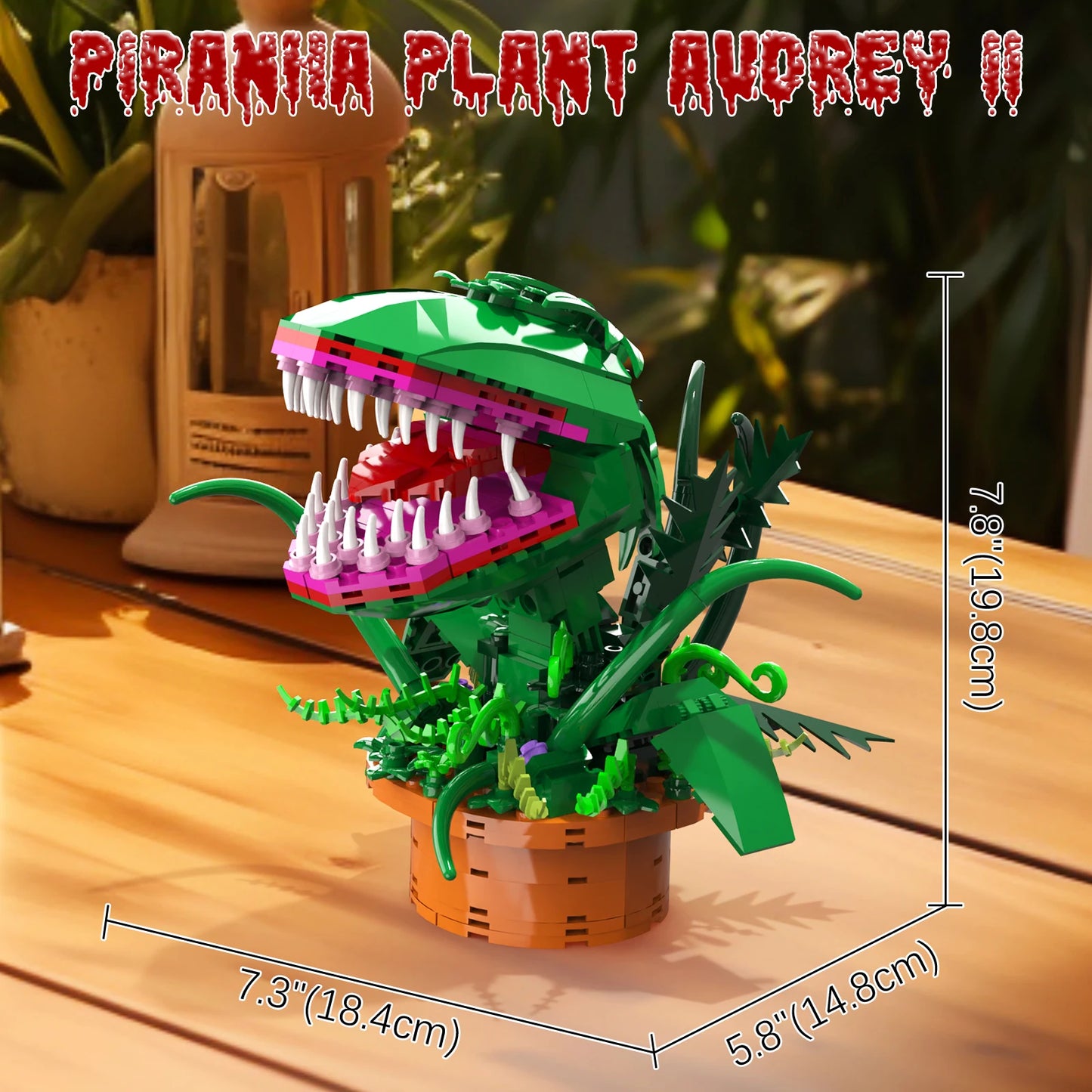Audrey 2 Piranha Plant Bricks Compatible with Lego,-  Little Shop of Horrors Flowers Building Blocks,
