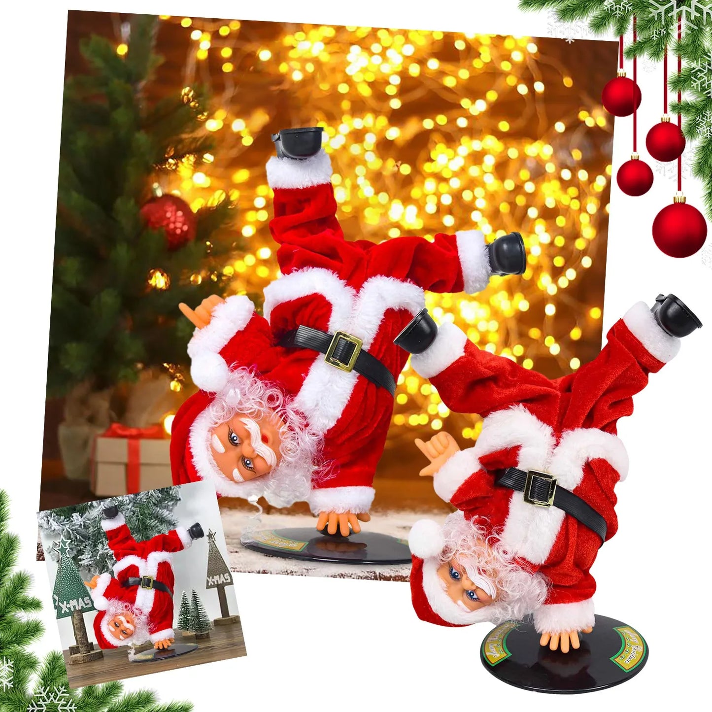 Creative Electric Handstand Santa Claus Doll With Music
