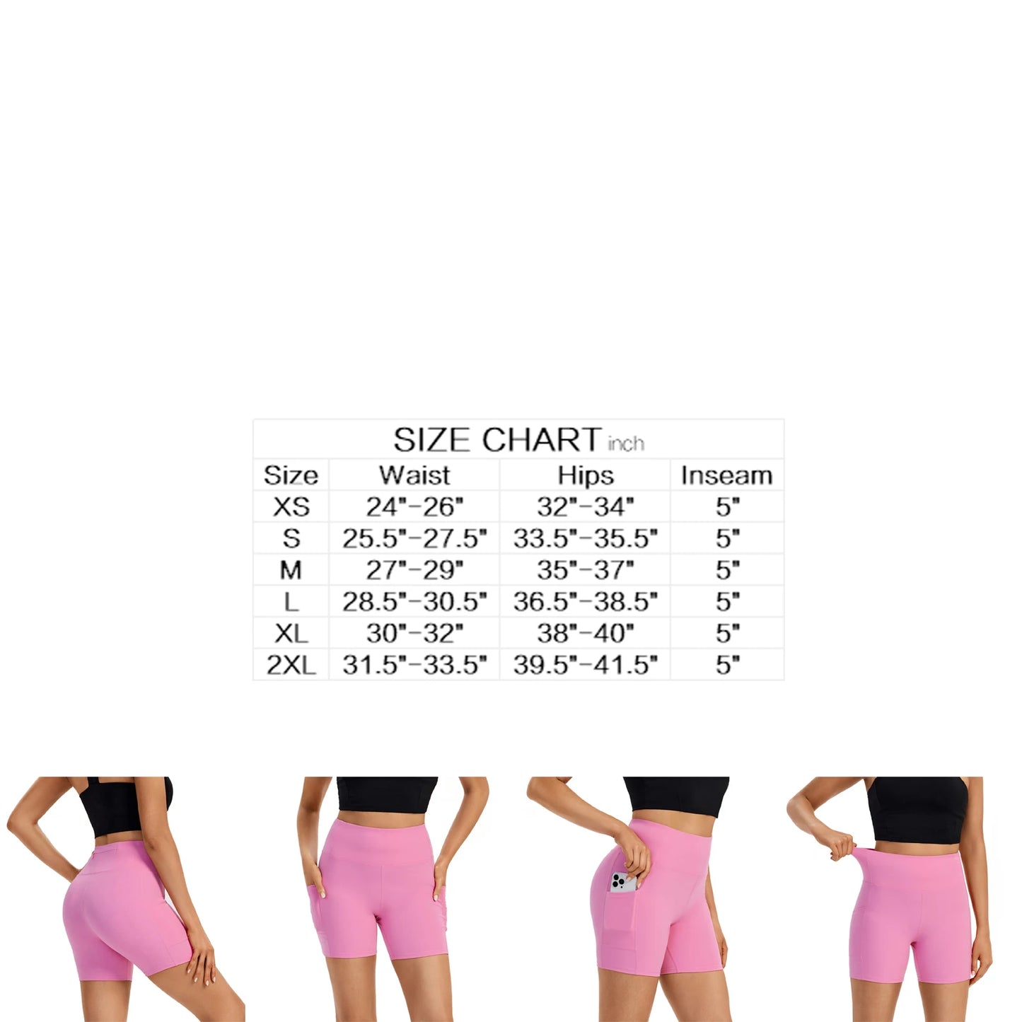 Women's S High Waist Shorts with Pocket - Gym - Yoga -
Exercise Running Spandex - Tights Sweat-Absorbent Breathable