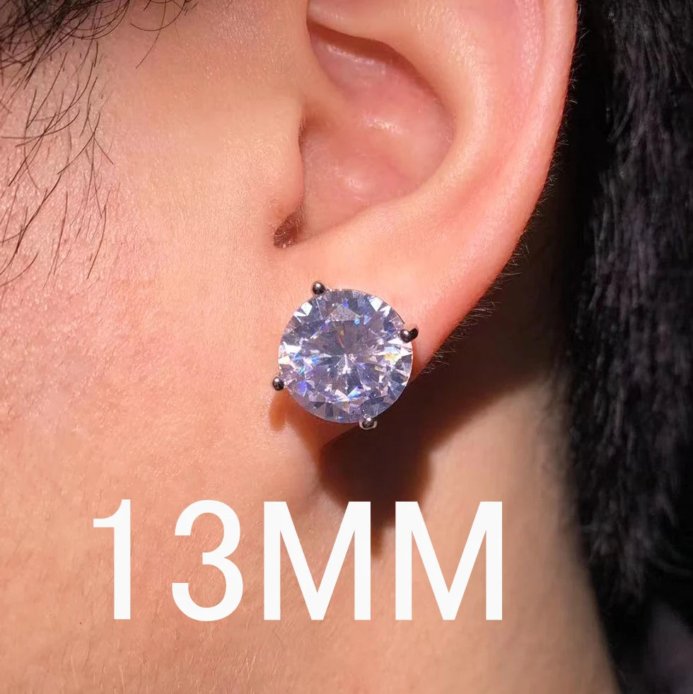 CUC 3-14MM AAAA Zircon Stud Earrings Screw/Push Back For Women -Men Fashion Trend Jewelry