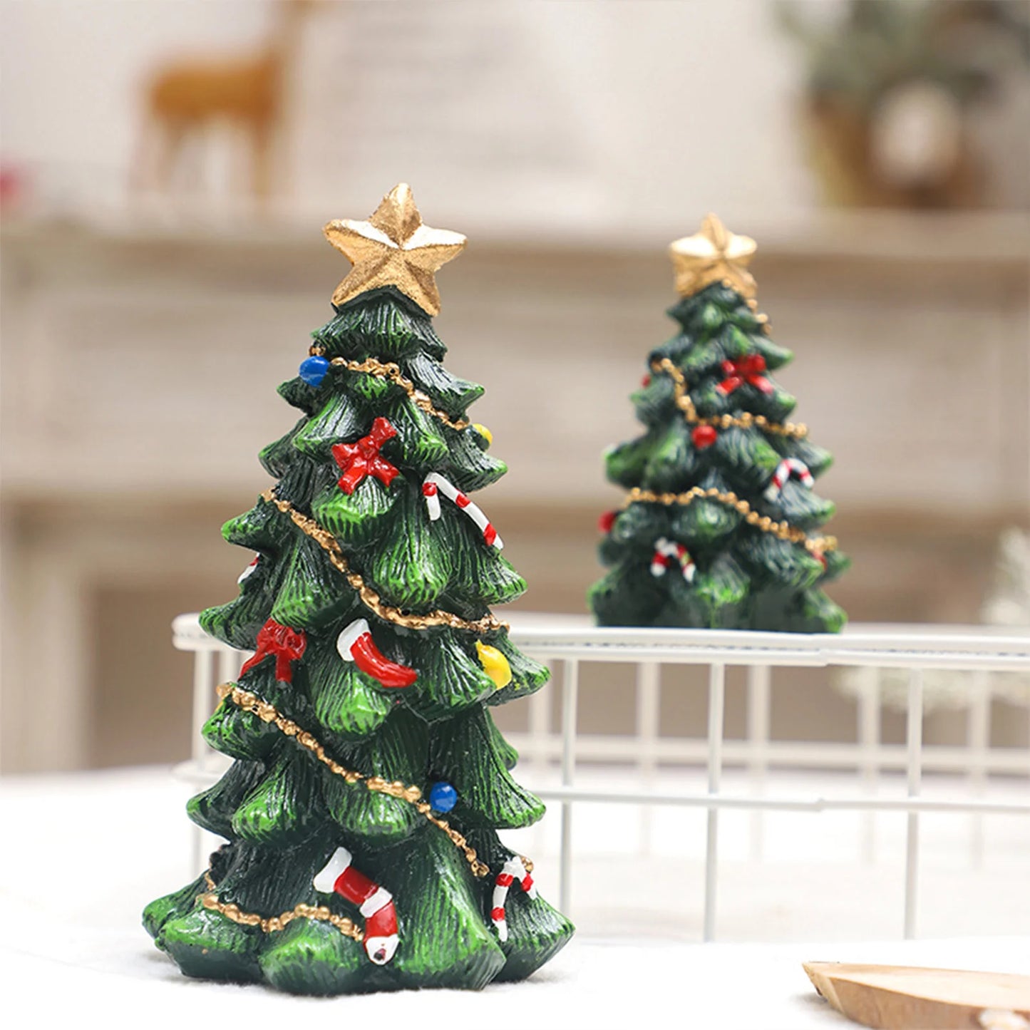 Tabletop Christmas Resin Tree Decor 3D Xmas Tree Christmas Tree Model for Christmas DIY Craft Party Decor MIAO-US