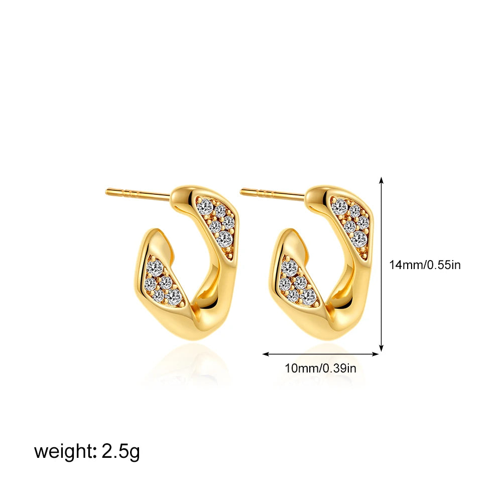 Fashion Glossy Three-Layer Textured Intersecting Knot Earrings for Women - Gold Color Stainless Steel Earring V