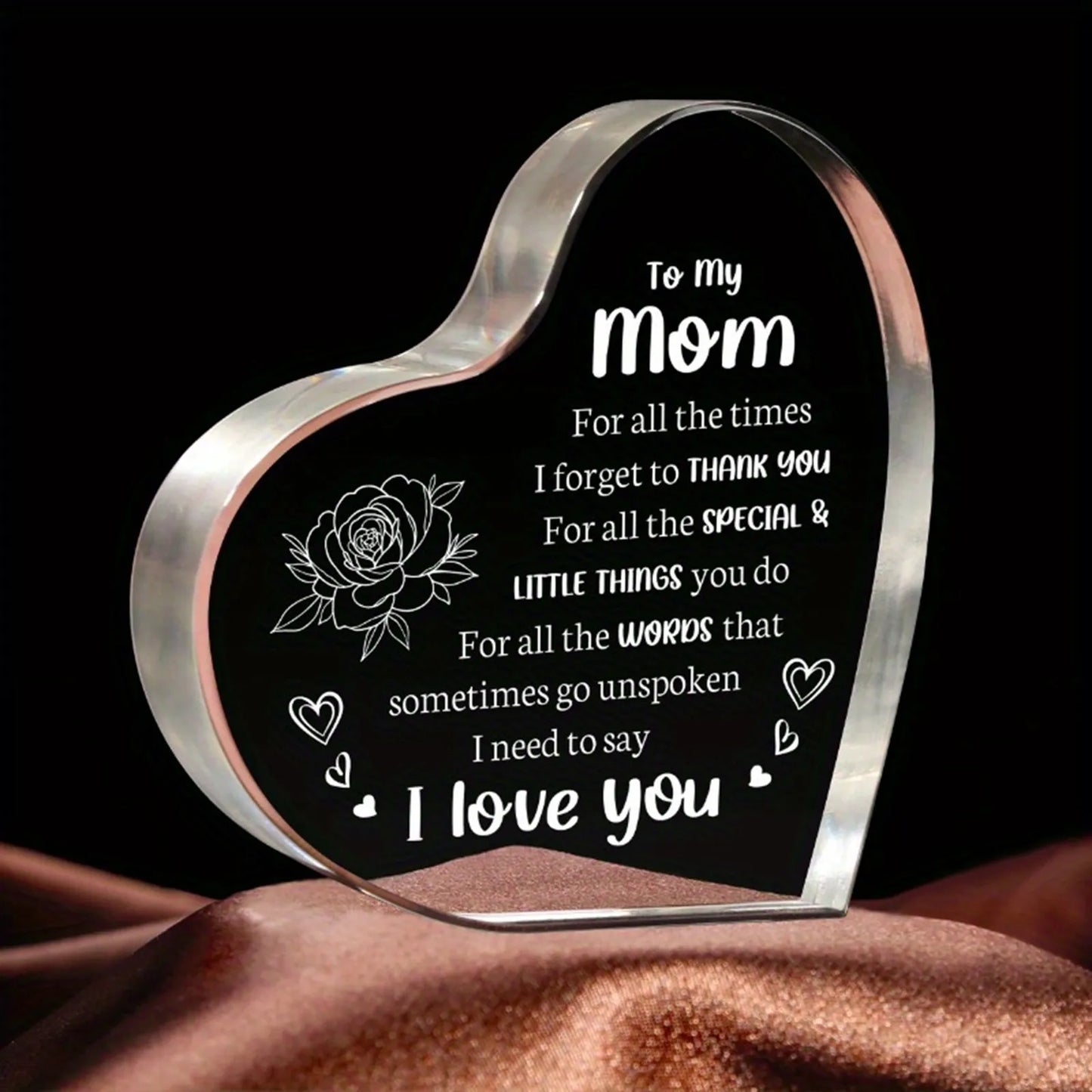 Mother's Day Gift -Sign Heart Shaped Plaque - Gift For Mother Desktop  I Lover You Mom