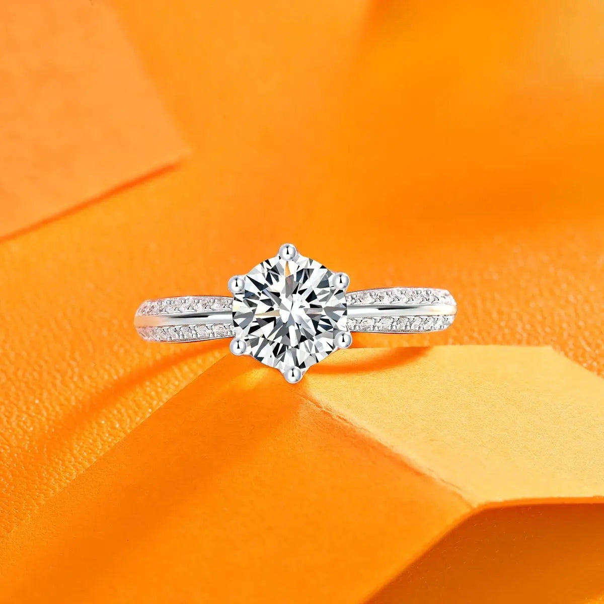 1ct 2ct 3ct Moissanite Ring - 925 Sterling Silver - 18K Gold Plated Elegant Gift Jewelry