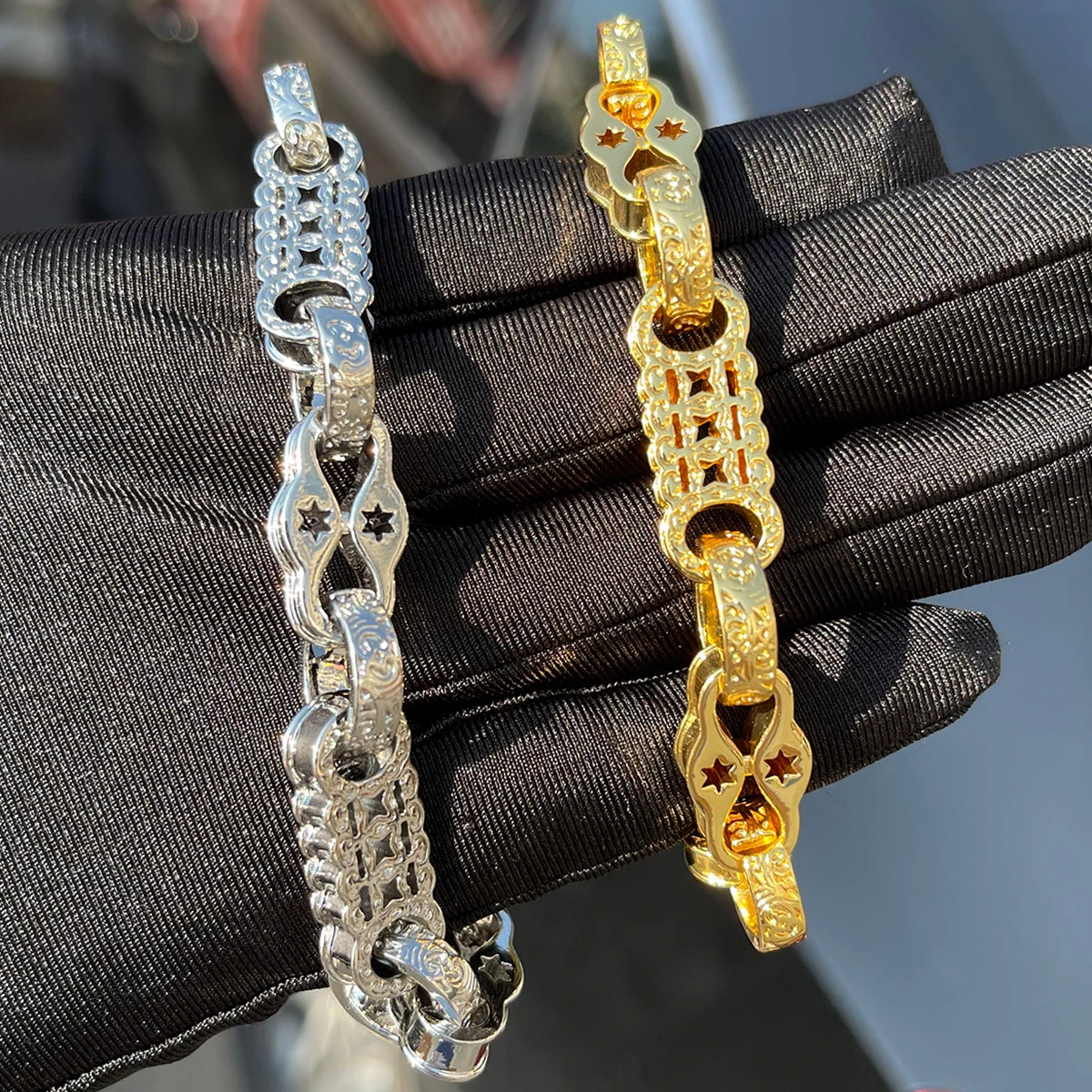 Bubble Letter  Bracelet for Men -  Gold Plated - Fashion Jewelry