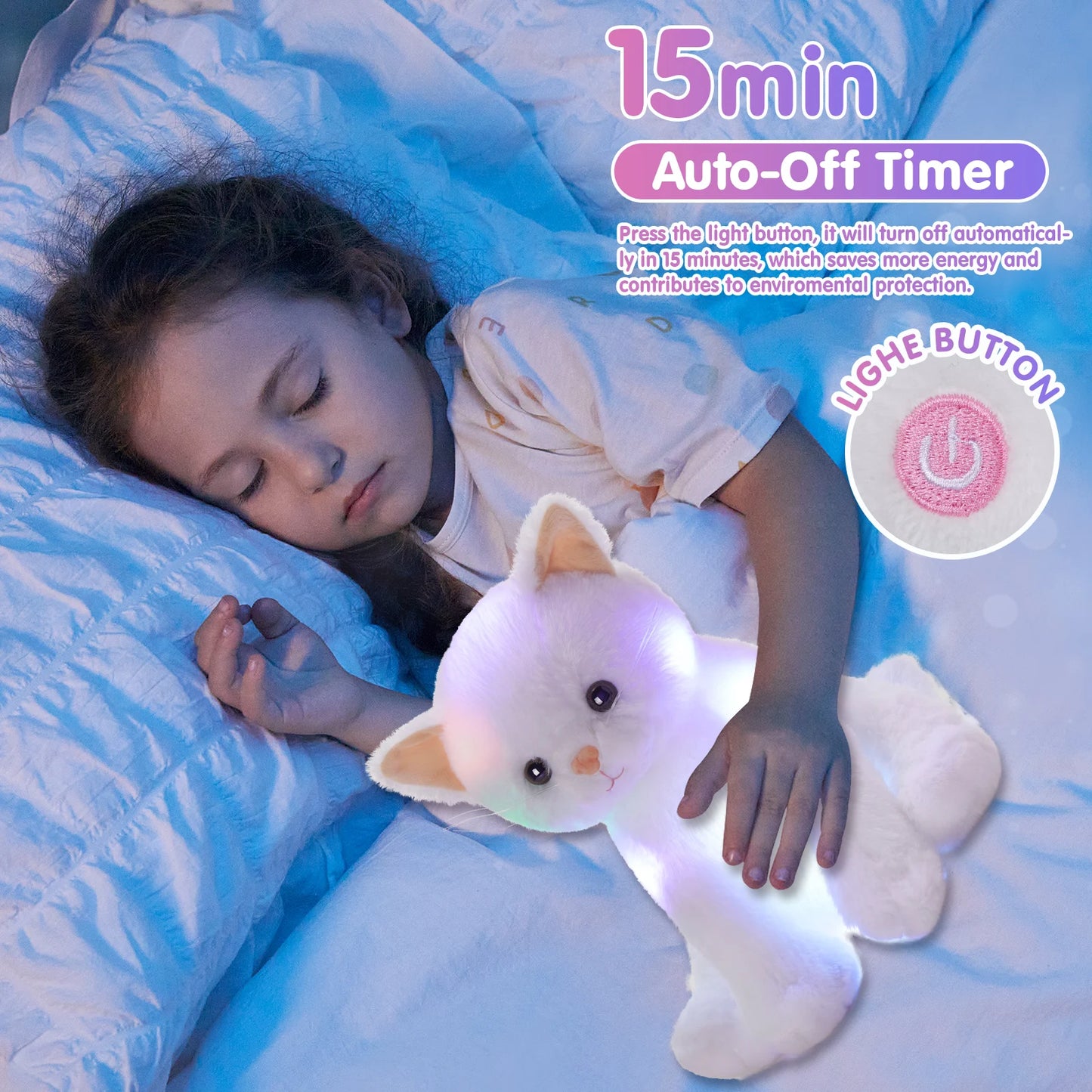 Glowing Musical White Cat Plush Toy
